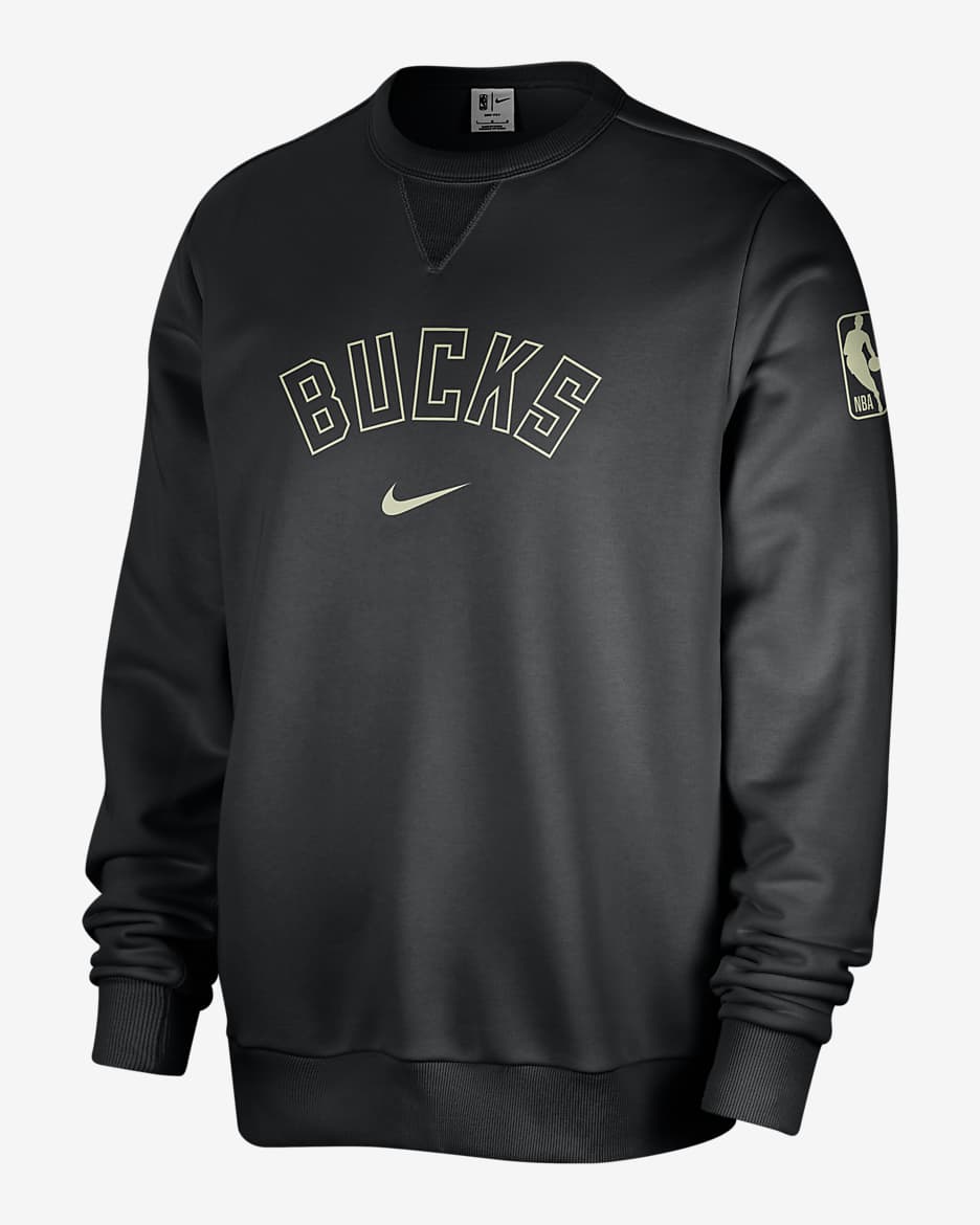 Milwaukee Bucks Standard Issue Men s Nike Dri FIT NBA Crew Neck Sweatshirt. Nike